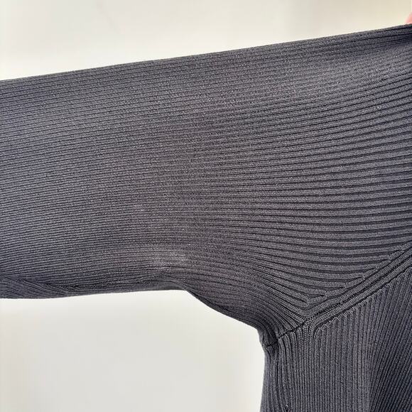 Elizabeth and James Ribbed Off the Shoulder Top Bell Sleeve Dark Gray - Picture 6 of 8